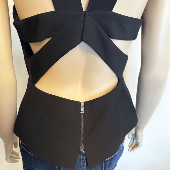 BCBG Maxazria Makenlee black cutout peplum top - Picture 9 of 14